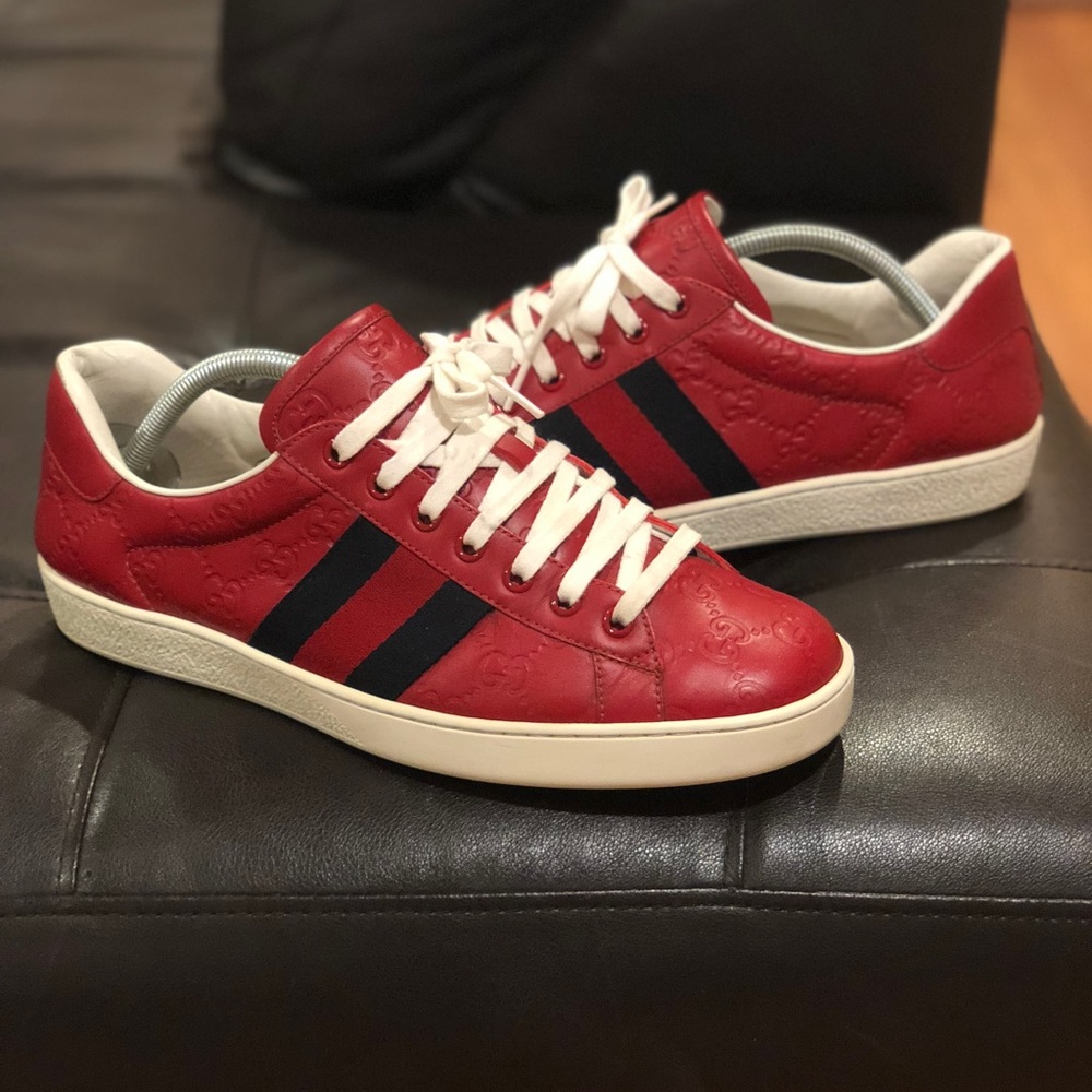 Gucci Monogram Ace Embossed Leather 8.5 G